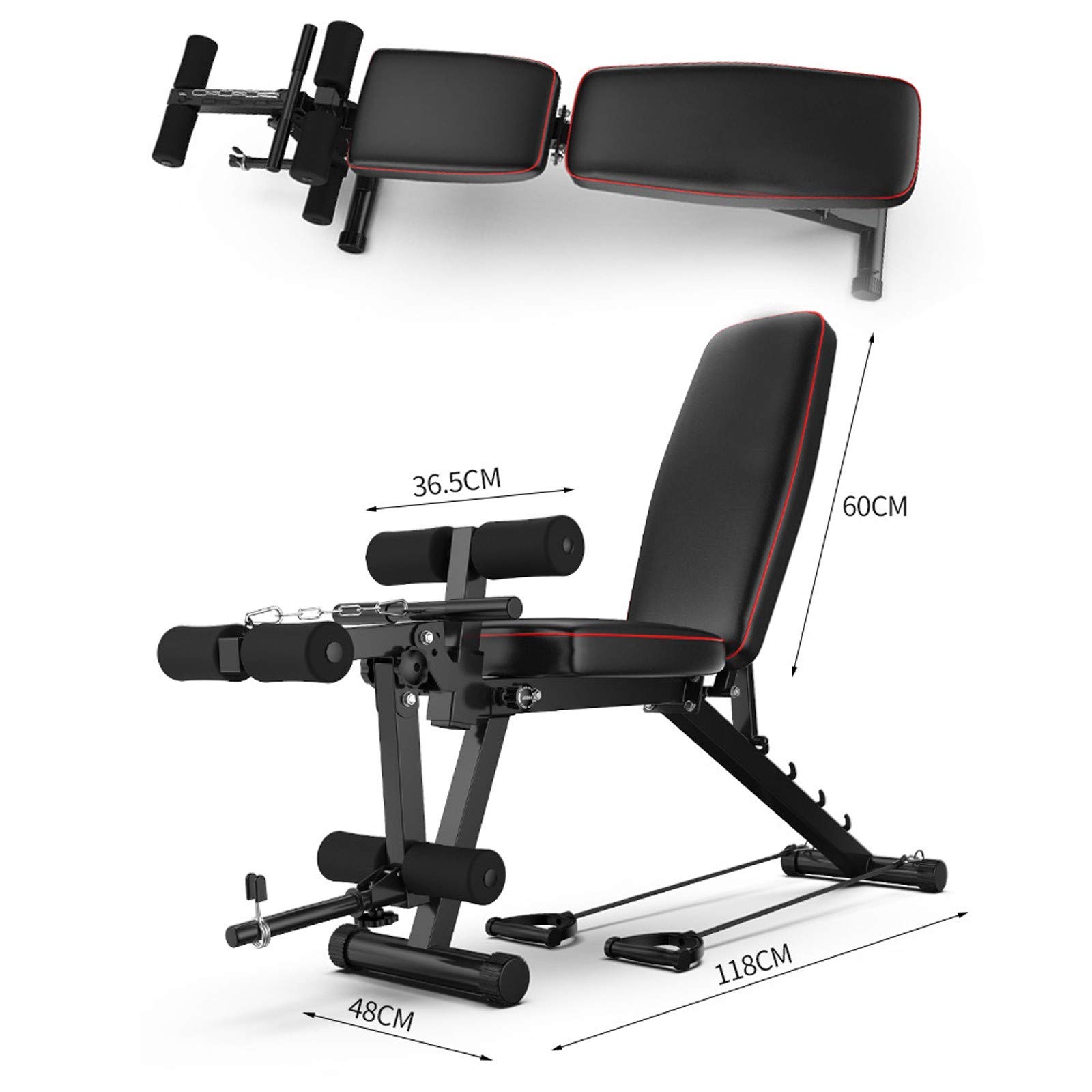 GJXJY Panca Pieghevole Palestra Leg Extension Leg Curl, Panca Reclinabile Palestra Professionale, Multifunzione Panca per Pesi Addominali, Massimo 440 Lb