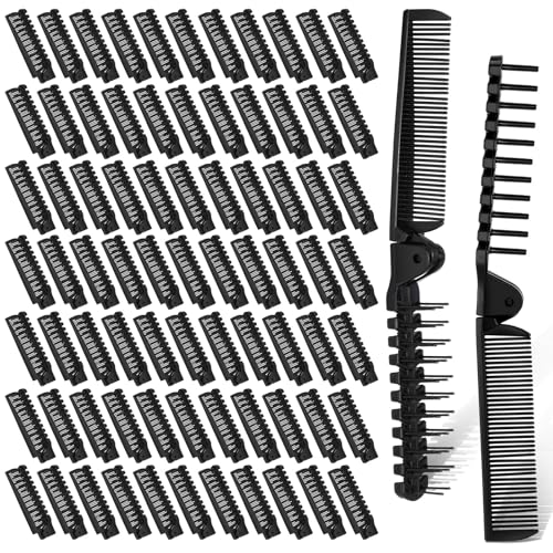 Peine compacto plegable portátil 100 piezas negro miniatura 1