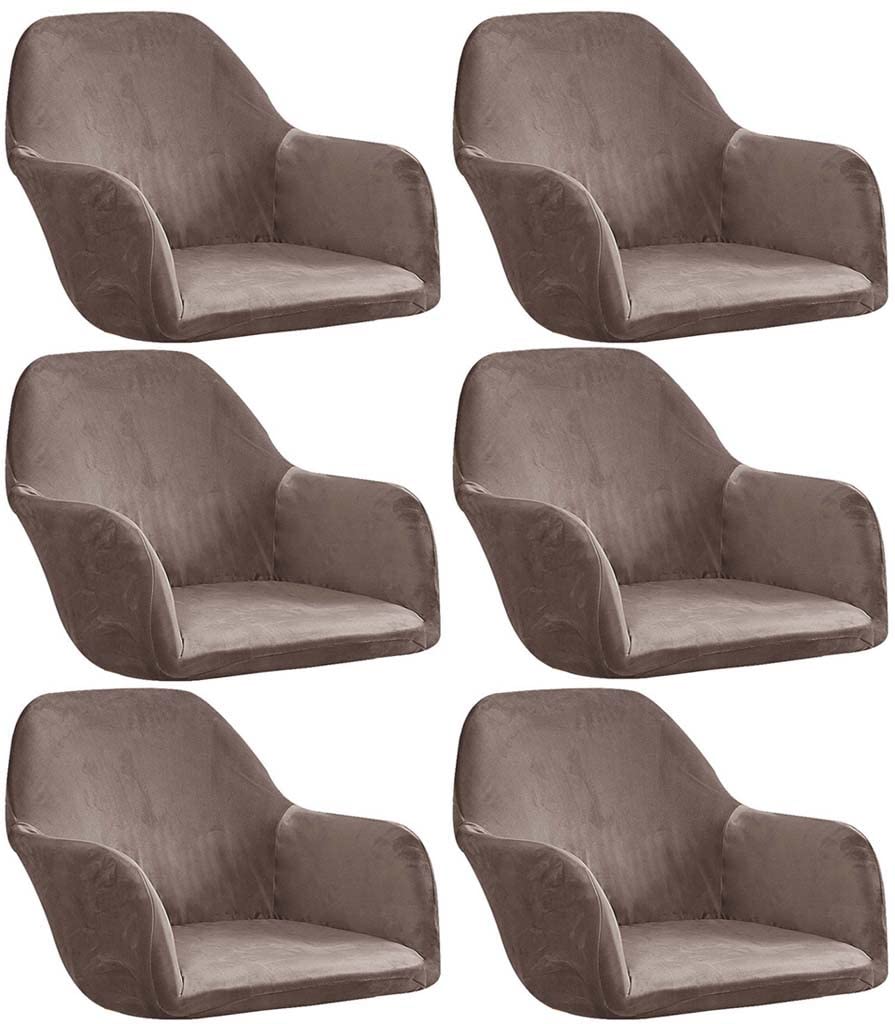 Accent Slipcovers Mid-Century Chair Covers Stretch Dining Room Chair Protector Cover Velvet with Armrest Chair Cover Lounge for Kitchen, Dining, Living Room Side Chairs ( Color : #4 , Size : 6PCS )