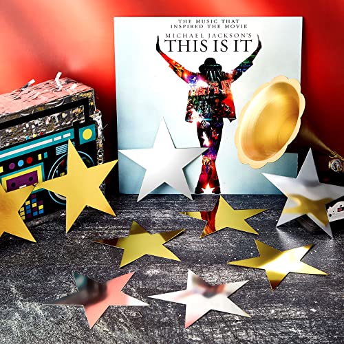 image for Leinuosen 80 Pieces Stars Cutouts Glitter Double Printed Paper Cardboa