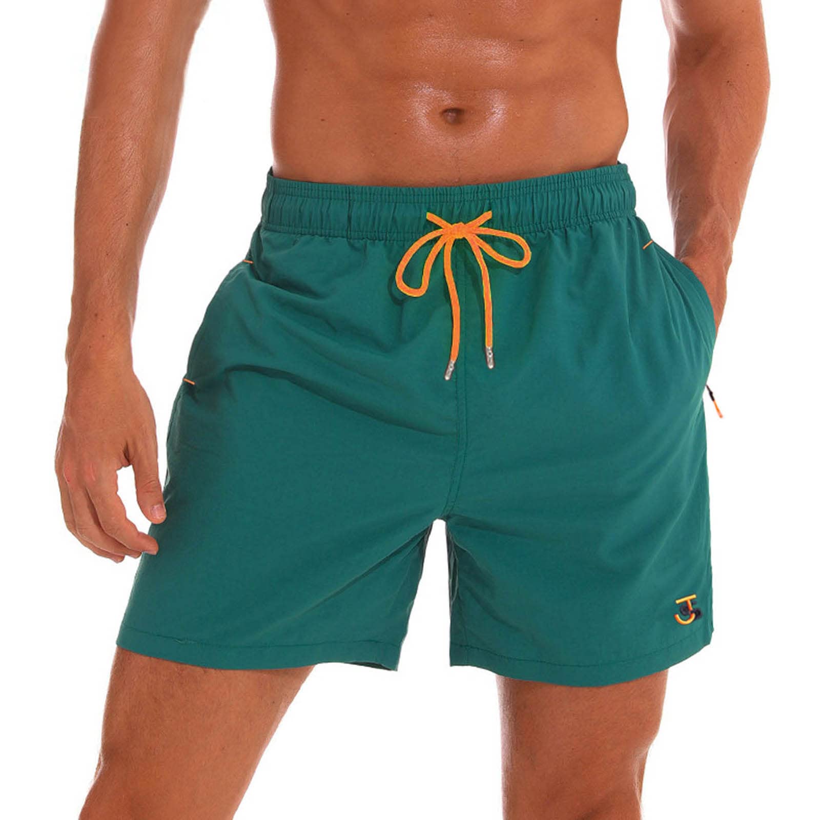 JustSun Badehose Herren mit Reißverschluss Schnelltrocknend Badeshorts mit Mesh-Futter