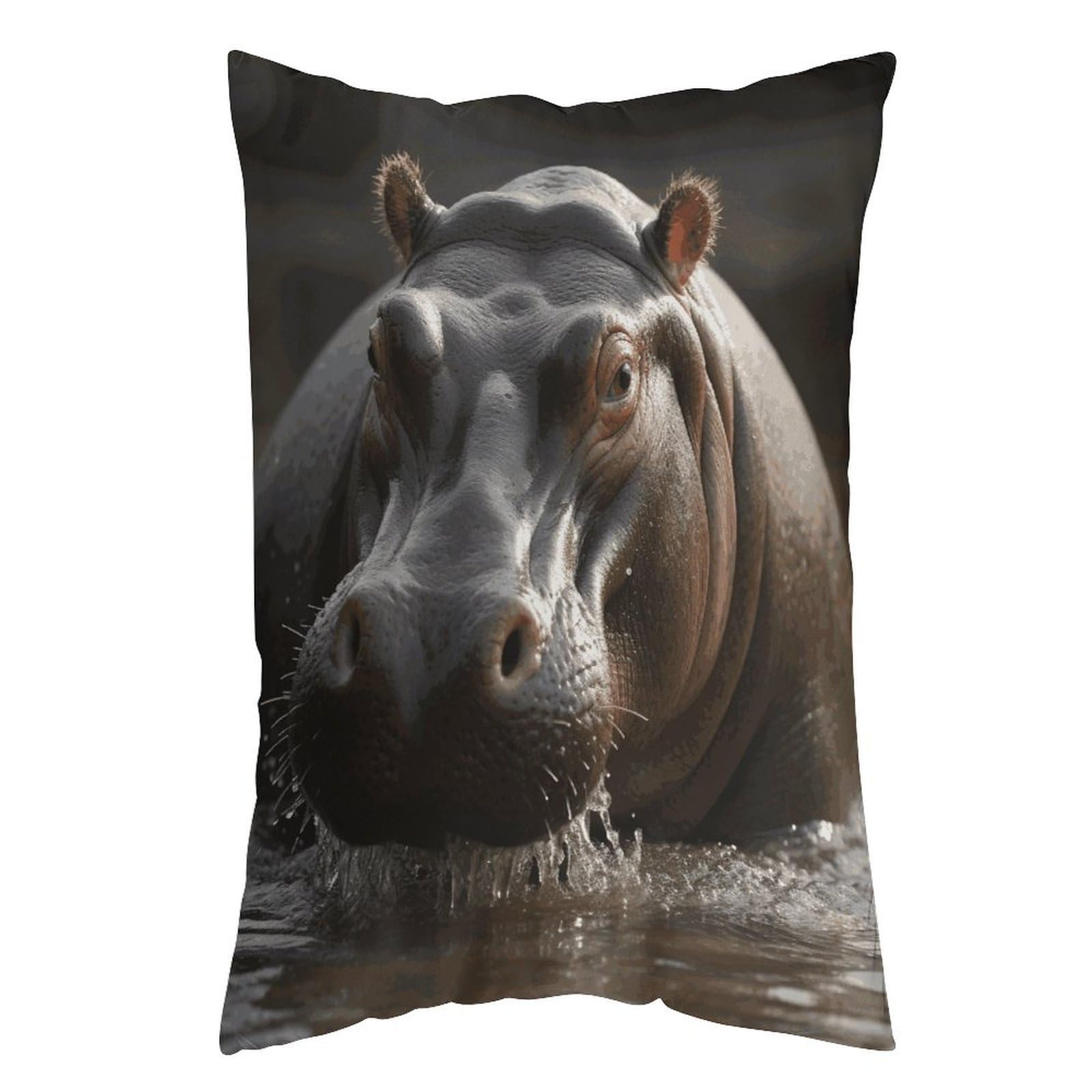 FekiLoot Hippo Throw Pillow Cover Soft Pillowcase with Hidden Zipper Lumbar Decorative Throw Pillow Covers Luxury Cozy Pillows Shams Rectangle Cushion Cases
