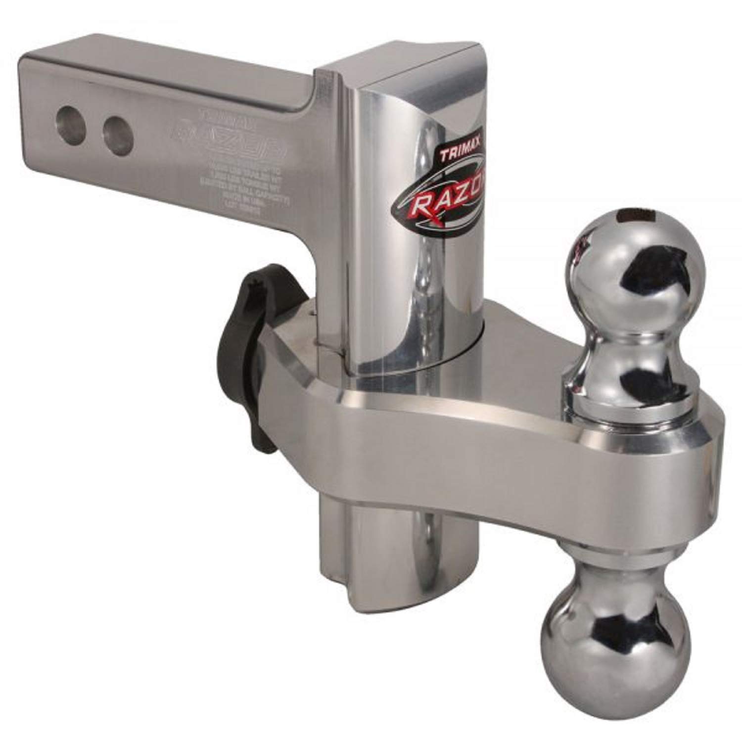 Trimax TRZ6AL SXT5 TAS25 Aluminum 6-Inch Adjustable Drop Hitch with Locking Ball Mount Key Receiver Lock Hitch Adapter Sleeve