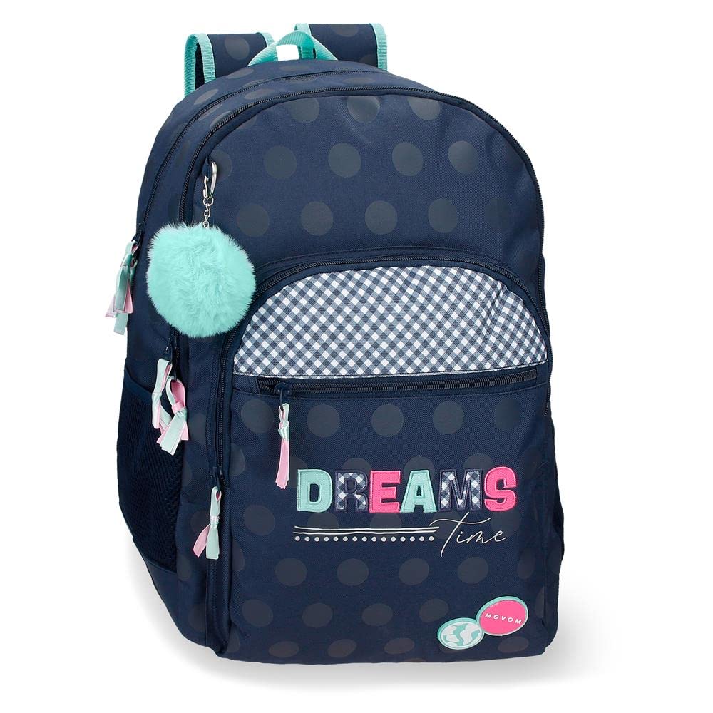 MOVOM Dreams time Mochila Escolar Doble Compartimento Azul 33x44x13,5 cms Poliéster 24,68L