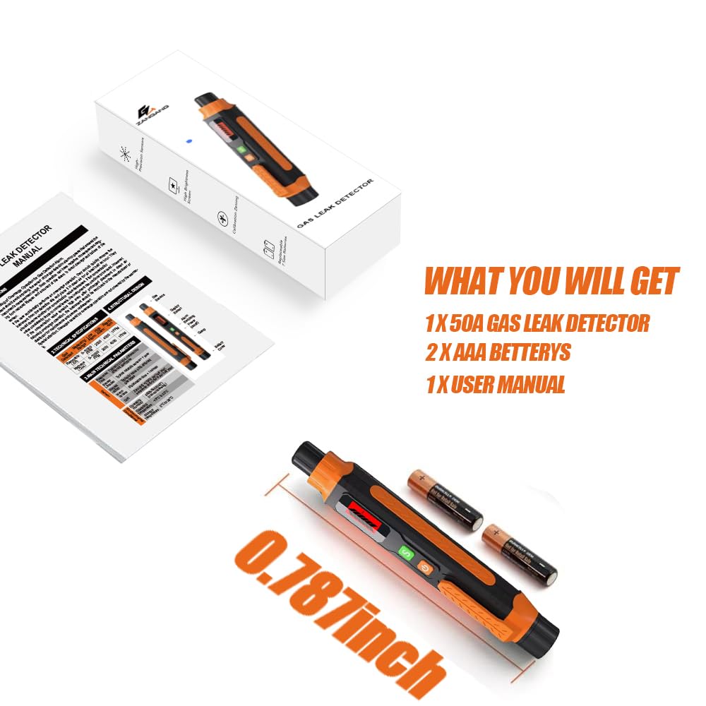 Detector de fugas de gas natural, portátil con alarma audible y visual, para gas combustible como metano, propano -50 A