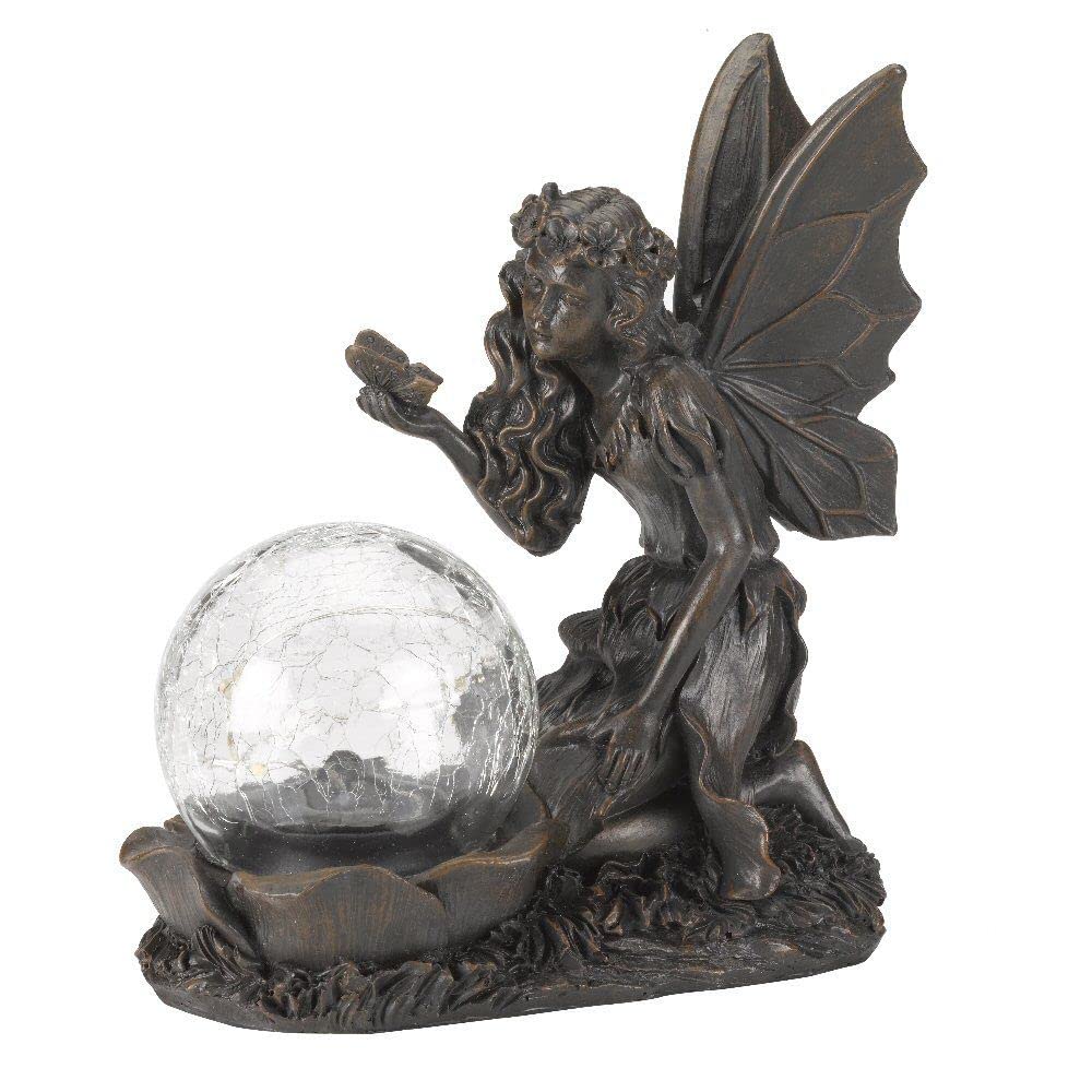 Gazing Magical Fairy Light Up Garden Ornament Solar Powered LED Coloured Globe