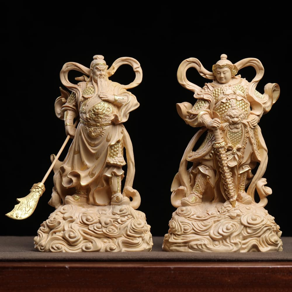Amazon.co.jp: 小葉黄楊木 木彫仏像 彫刻 ツゲ 柘植 【韋駄天立像 関羽