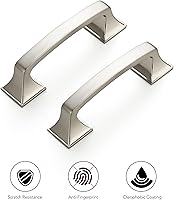 Vista 8 de Ravinte Paquete de 30 tiradores de arco sólidos de 3 pulgadas cuadrados, manijas de gabinete de cocina, tiradores de níquel cepillado plateado
