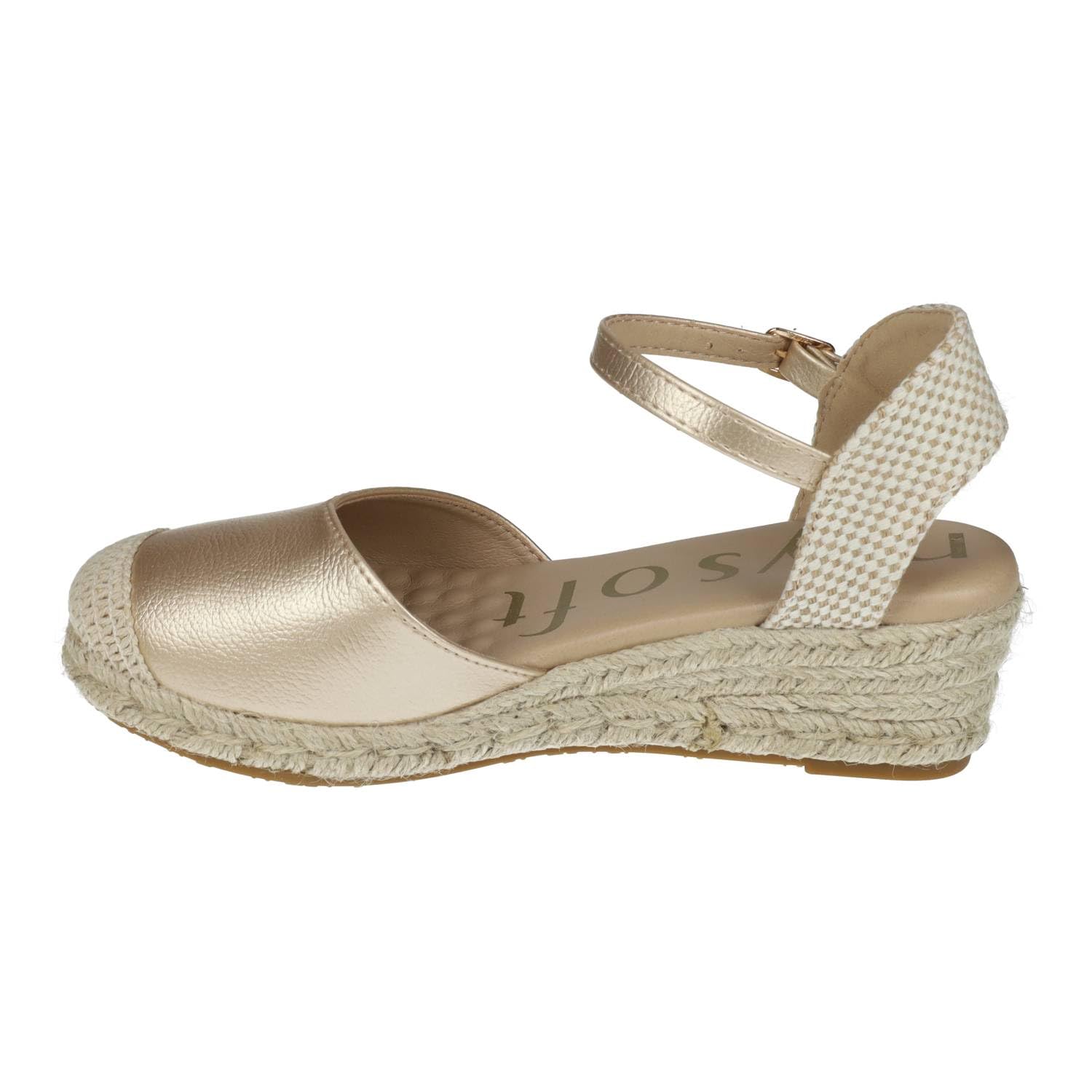 mysoft 25M102 Spartigas a cuneo da donna piattaforma in juta punta chiusa e chiusura con fibbia eleganti e confortevoli da donna Espadrillas