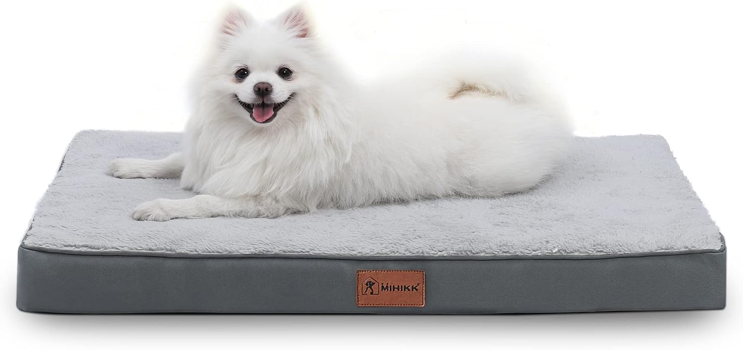 MIHIKK Orthopedic Dog Bed Waterproof Dog Beds with Removable Washable Cover Anti-Slip Egg Foam Pet Sleeping Mattress for Large, Jumbo,…