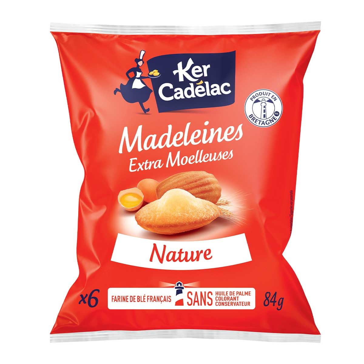 Ker Cadélac Madeleines Nature, Fabrication Française, 24 Paquets de 6 Madeleines, 144 Pièces, Pause Gourmande