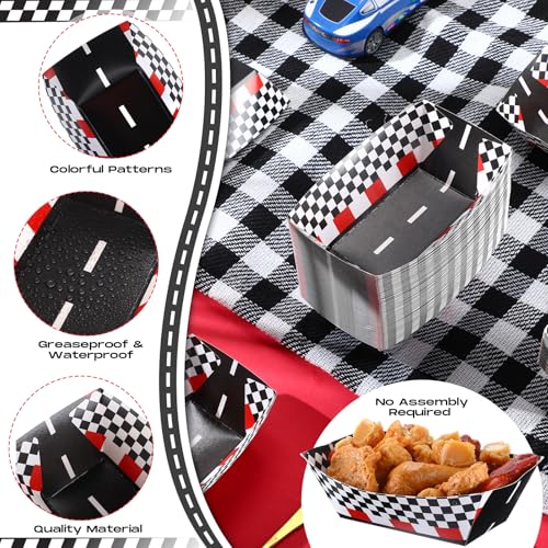 Havawish 50 Pcs Racing Car Food Trays Bulk Race Track Paper Foodboat, 2lb by Havawish - Used condition - Image 3