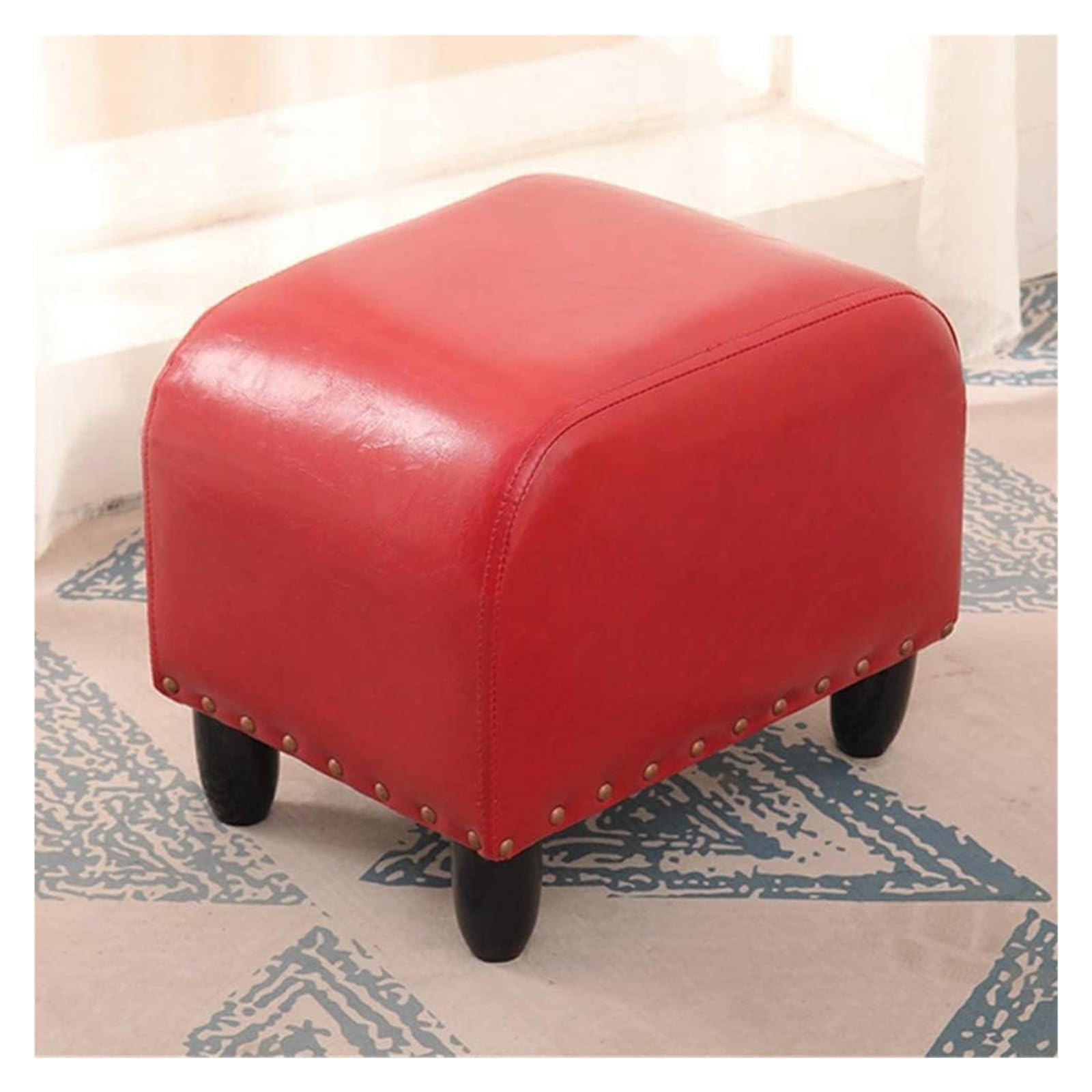 Tabouret à langer en cuir PU marron vintage 40 x 30 x 30 cm
