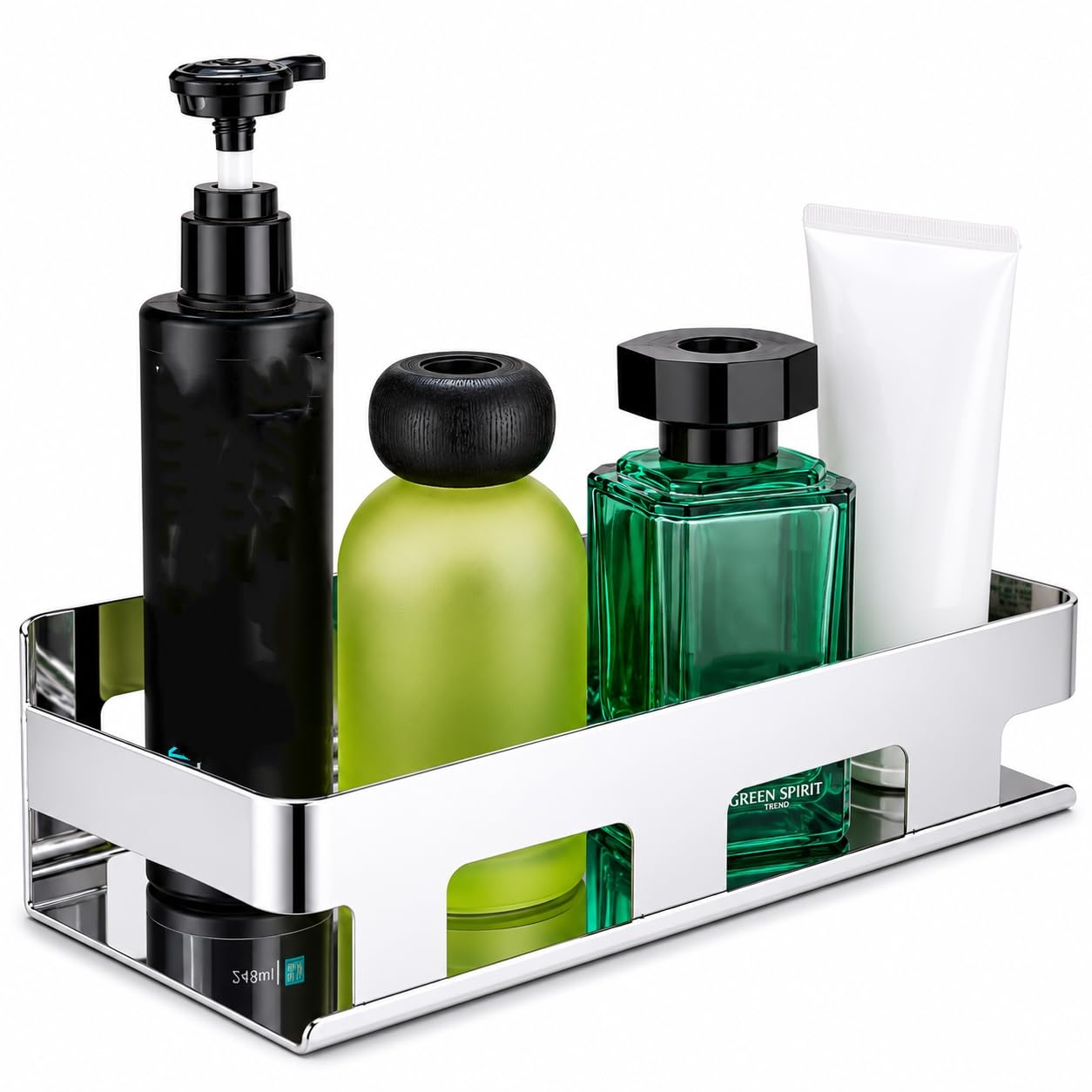 Mensole Doccia senza Fori in Acciaio Inox SUS304 – Porta Shampoo e Bagnoschiuma da Bagno, Organizer Doccia Adesivo Antiruggine, Mensola Bagno Salvaspazio per Bagno Argento