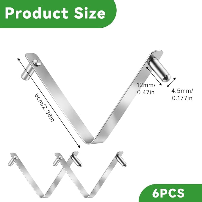 Clip para escoba de piscina acero inoxidable 6 piezas miniatura 2