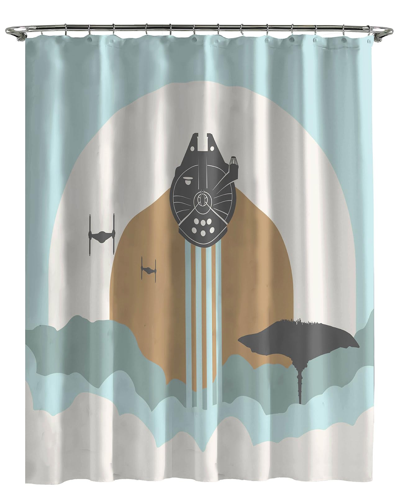 Jay Franco Star Wars Shower Curtain - Licensed Bathroom Décor for Kids or Teens with Millennium Falcon - 70 x 72 Inch Washable Fabric Curtain