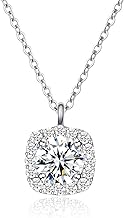 Moissanite Necklace for Women, 1 CT D Color VVS1 Lab Created Diamond Pendant, 18K White Gold Plated 925 Sterling Silver, Hypoallergenic Necklaces Jewelry Christmas Birthday Gifts for Her Wife Mom