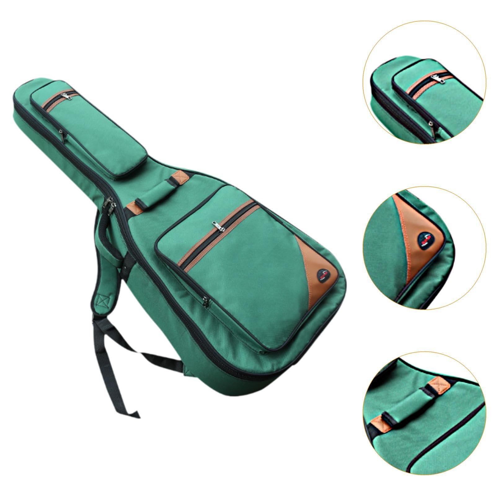 Borsa per Chitarra Acustica 42 Pollici Zaino Trasporto con Tasche Spessa Imbottitura Protezione Custodia Gig Bag- Verde