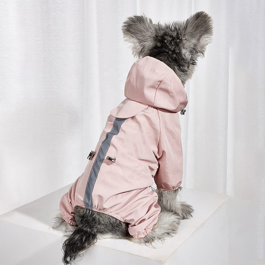 płaszcz przeciwdeszczowy dla psa, Wodoodporny kombinezon dla zwierząt Odblaskowa kurtka psa Mały pies płaszcz przeciwdeszczowy Ubrania(Pink,XXL)