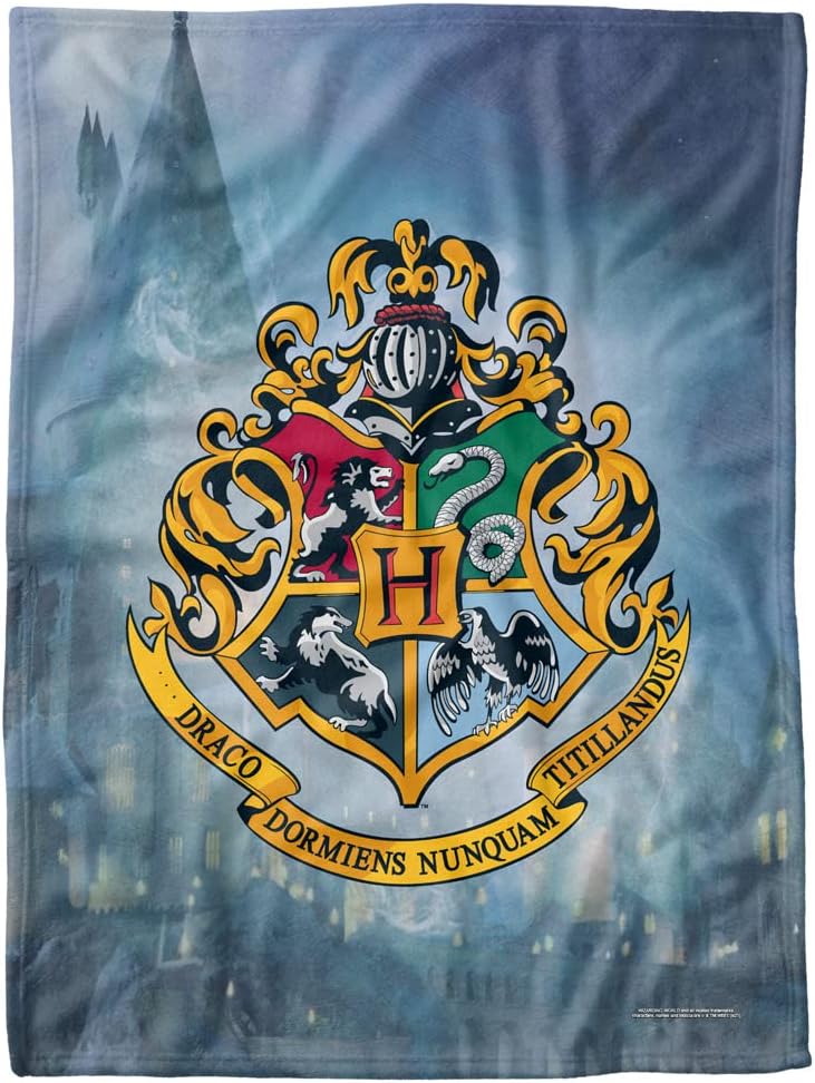 Harry Potter Lightweight Baby Blanket, 30"X40", Hogwarts Crest Unisex for Infants Girls & Boys