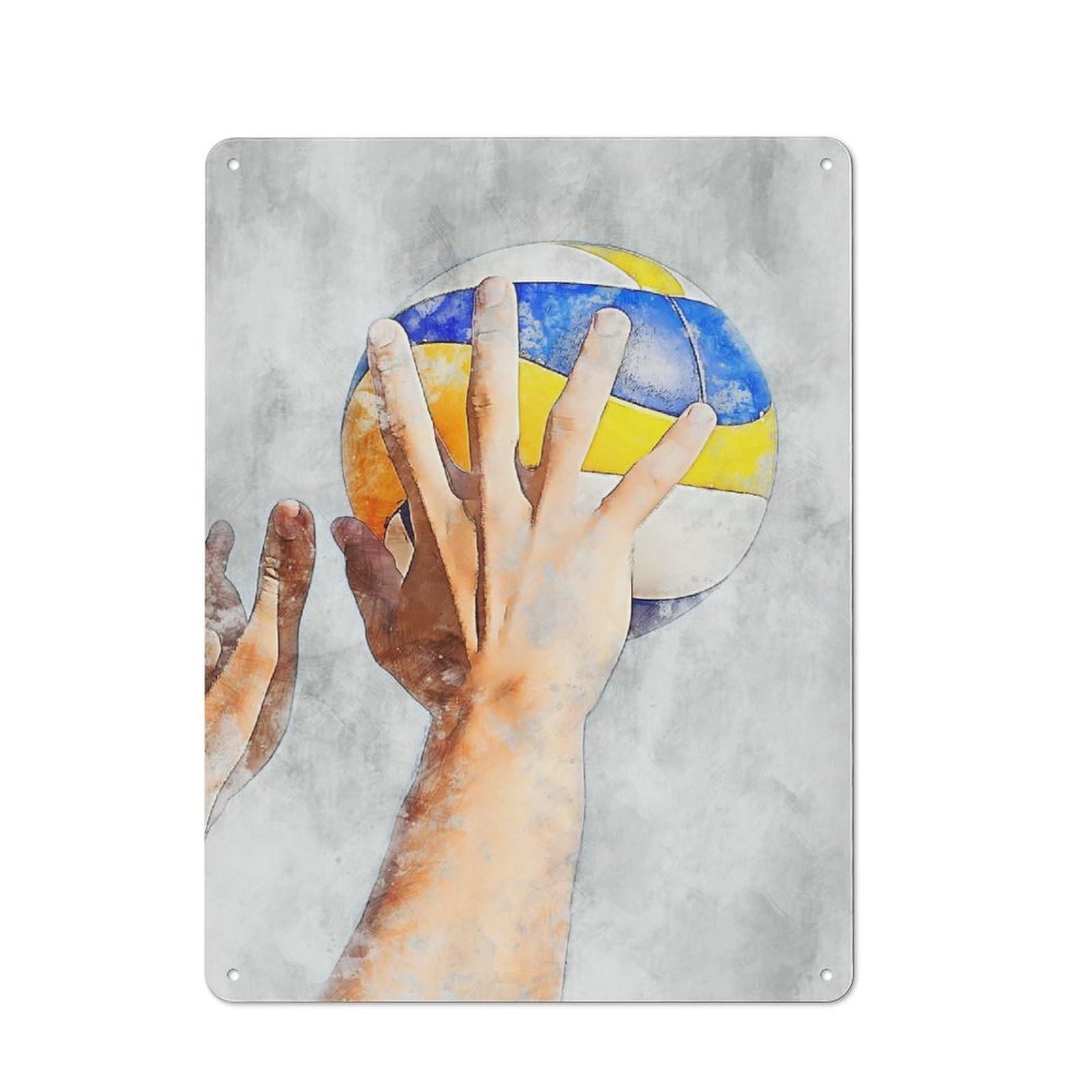 Vintage Volleyball 3 Metal Plaque 40x30cm, Kitchen Wall Decor for Restaurant, Kitchen, Counter Or Breakfast Nook