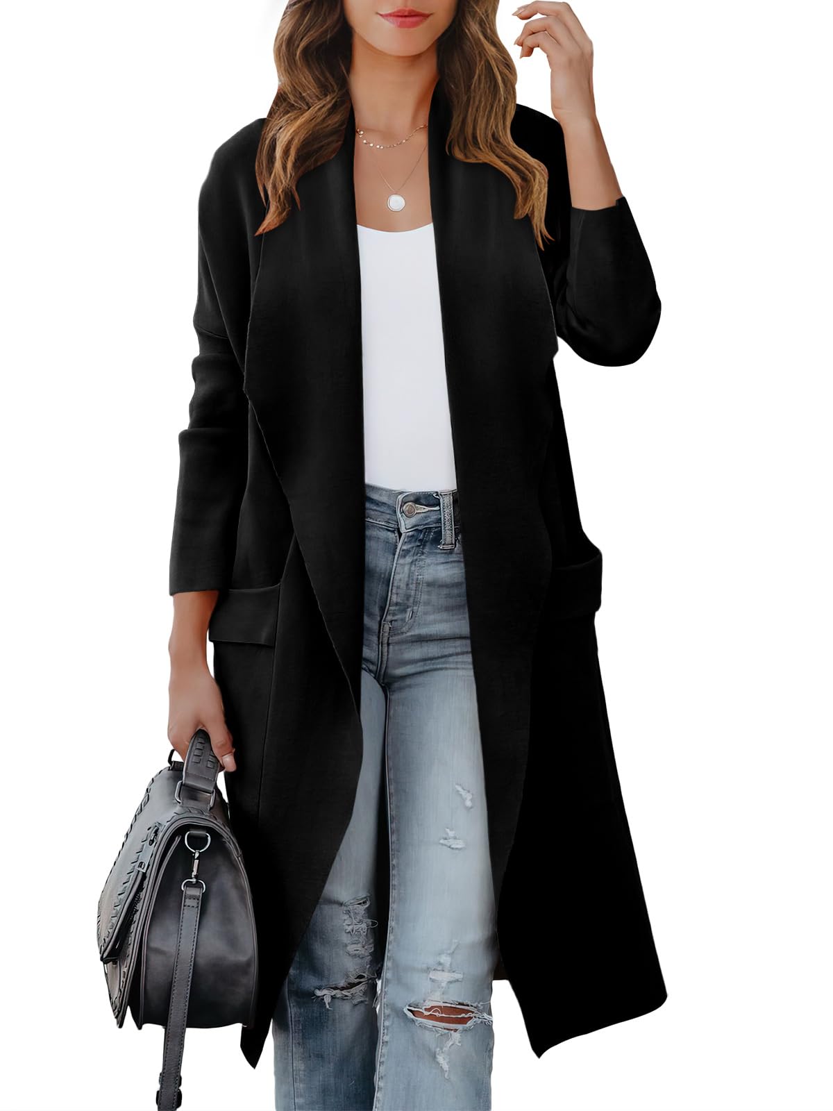 Women's Long Cardigan Sweater 2025 Fall Fashion Casual Oversized Knit Open Front Coatigan Jacket Coat Outfits