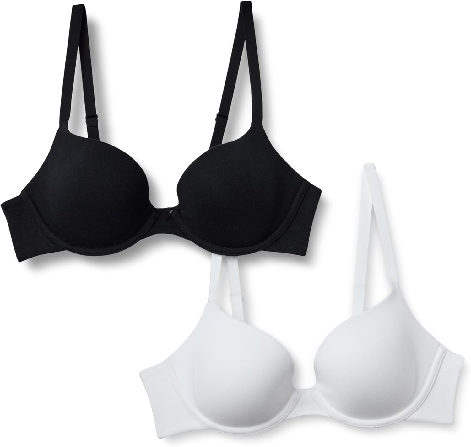 Amazon Essentials Women's Cotton Jersey Lined Wired Plunge Bra, Pack of 2