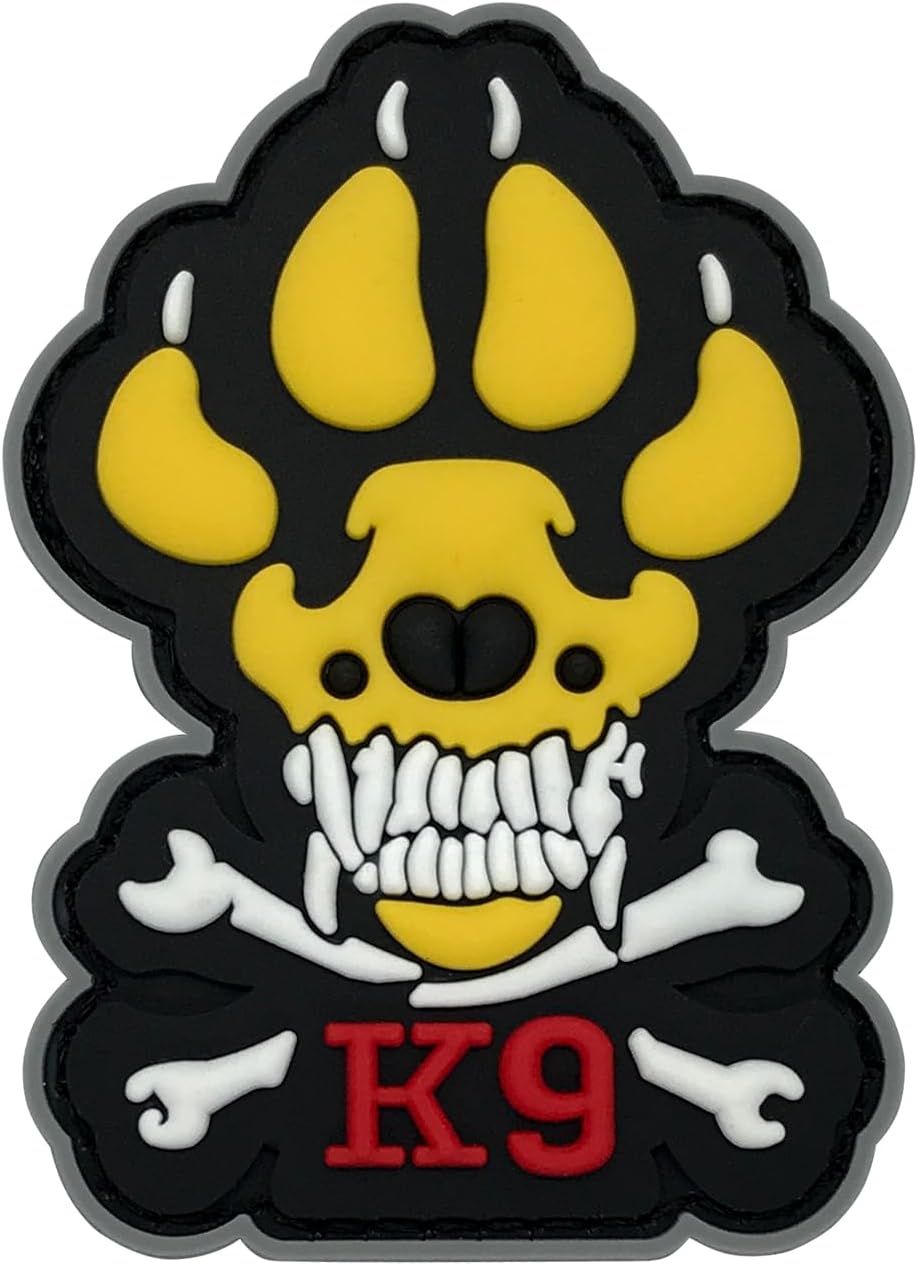 Wikineon K9 & Crossbone Killer Patch, Attack Police Dog Patch with Hook & Loop Fastener | Army Swat Tactical Military Patch, Funny PVC Morale Patch for Service Animal Vests, Harness, Bags