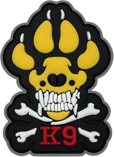 K9 & Crossbone Killer Patch, Parche de perro policía de ataque con cierre de gancho y bucle Parche militar táctico militar del ejército, divertido