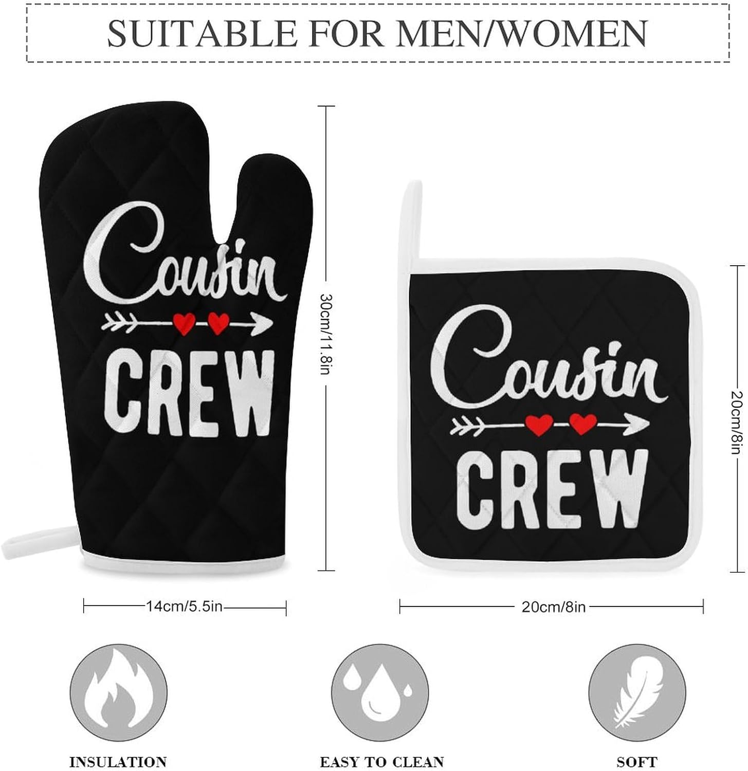 Cousin Crew Fall in Love Print Oven Mitts and Pot Holders 3 Piece Sets Heat Resistant Gloves Hot Pads Potholders for Kitchen Baking Cooking
