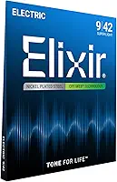 Elixir Guitarra elétrica Strings 19002 com revestimento Optiweb, super leve (.009-.042)