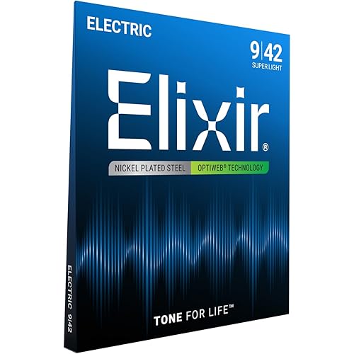 Elixir Strings 19002 Electric Guitar With Optiweb Coating, Super Light (.009-.042)