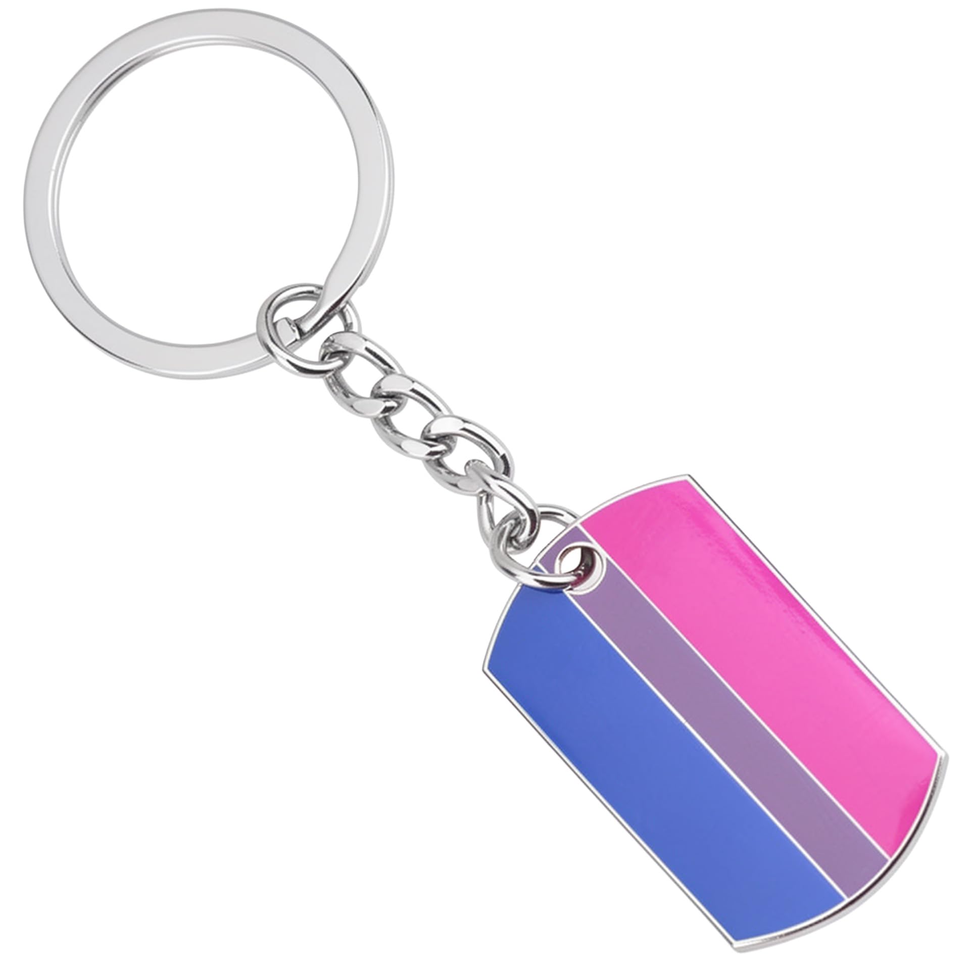 Panda Loco Unisex Bisexual Pride Lgbtqi+ Flag Dog Tag Keychain (Bisexual)