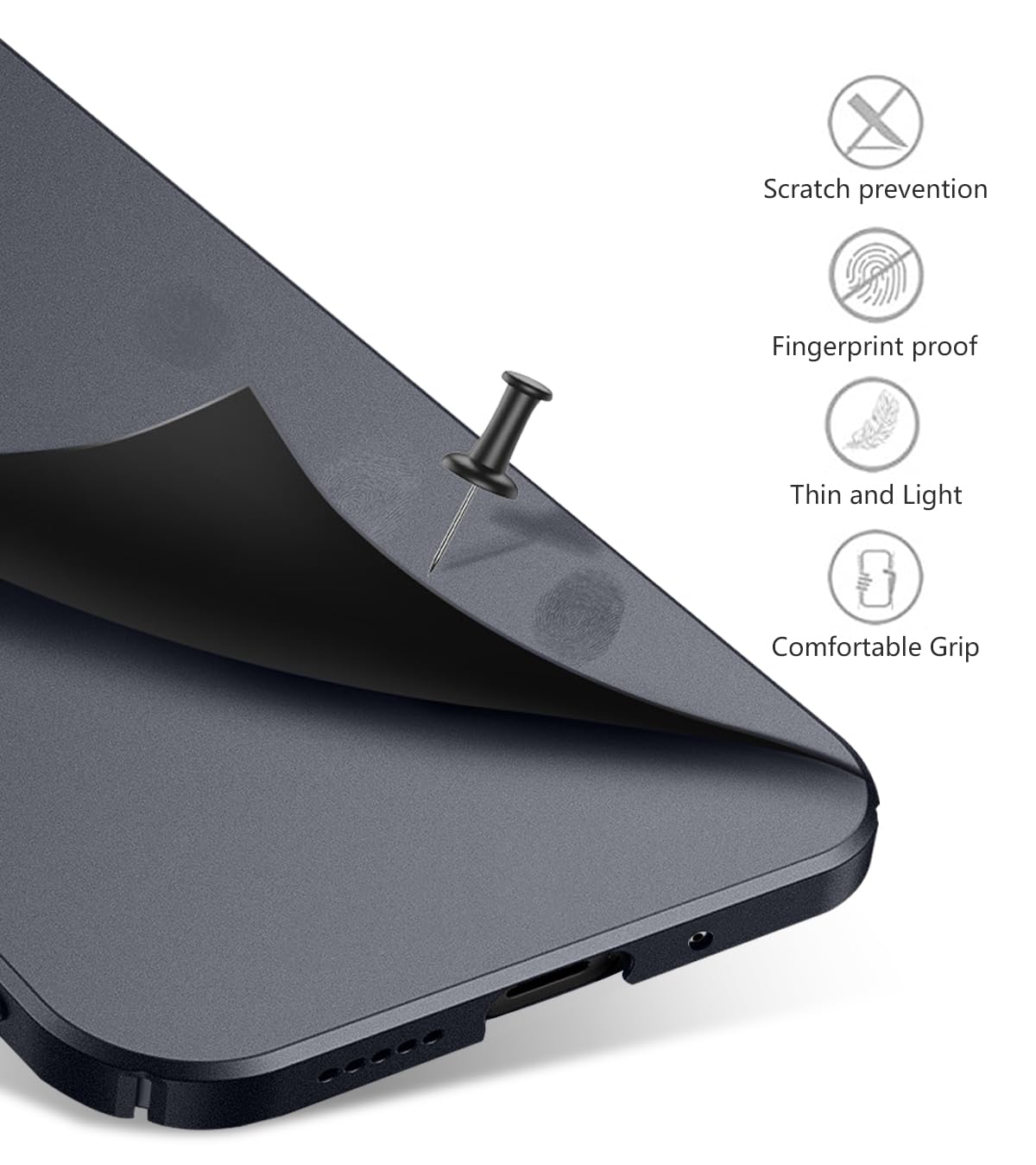 Bastmei Cover per Oneplus Nord 3 5G, Ultraleggero Ultrasottile Antiscivolo AntiGraffio Protezione della Telecamera, PC Rigido Smerigliato Cover per Oneplus Nord 3 5G (Nero