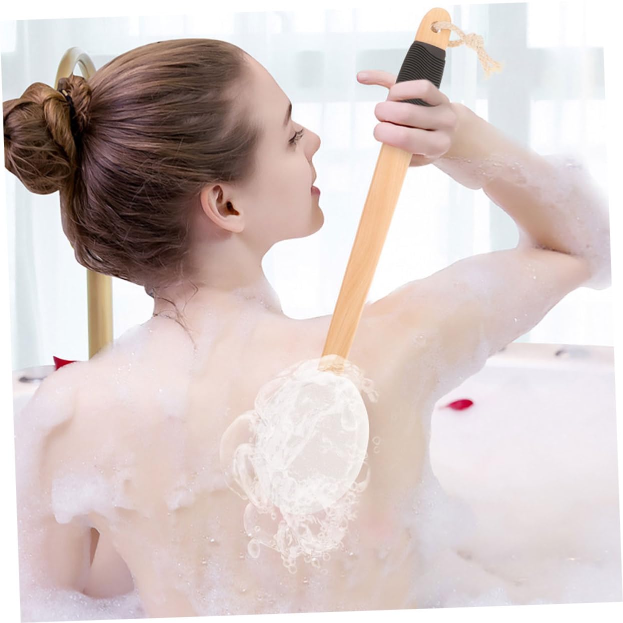 1Set Cream Applicator with Replacement Heads Slip Resistant Handled Lotion Applicator for Back Body Versatile Bath Brush for Women Effortless Lotion Application Elegant