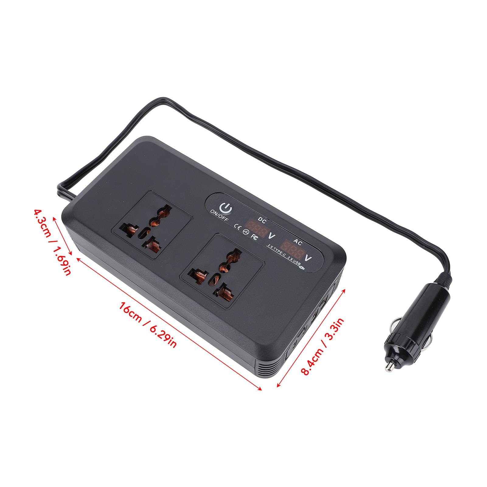 Jiawu Adaptateur de Sortie de Voiture 200W DC vers AC, avec Prises Universelles pour Charger des Appareils dans Les Voitures, Camping-Cars, ABS Durable