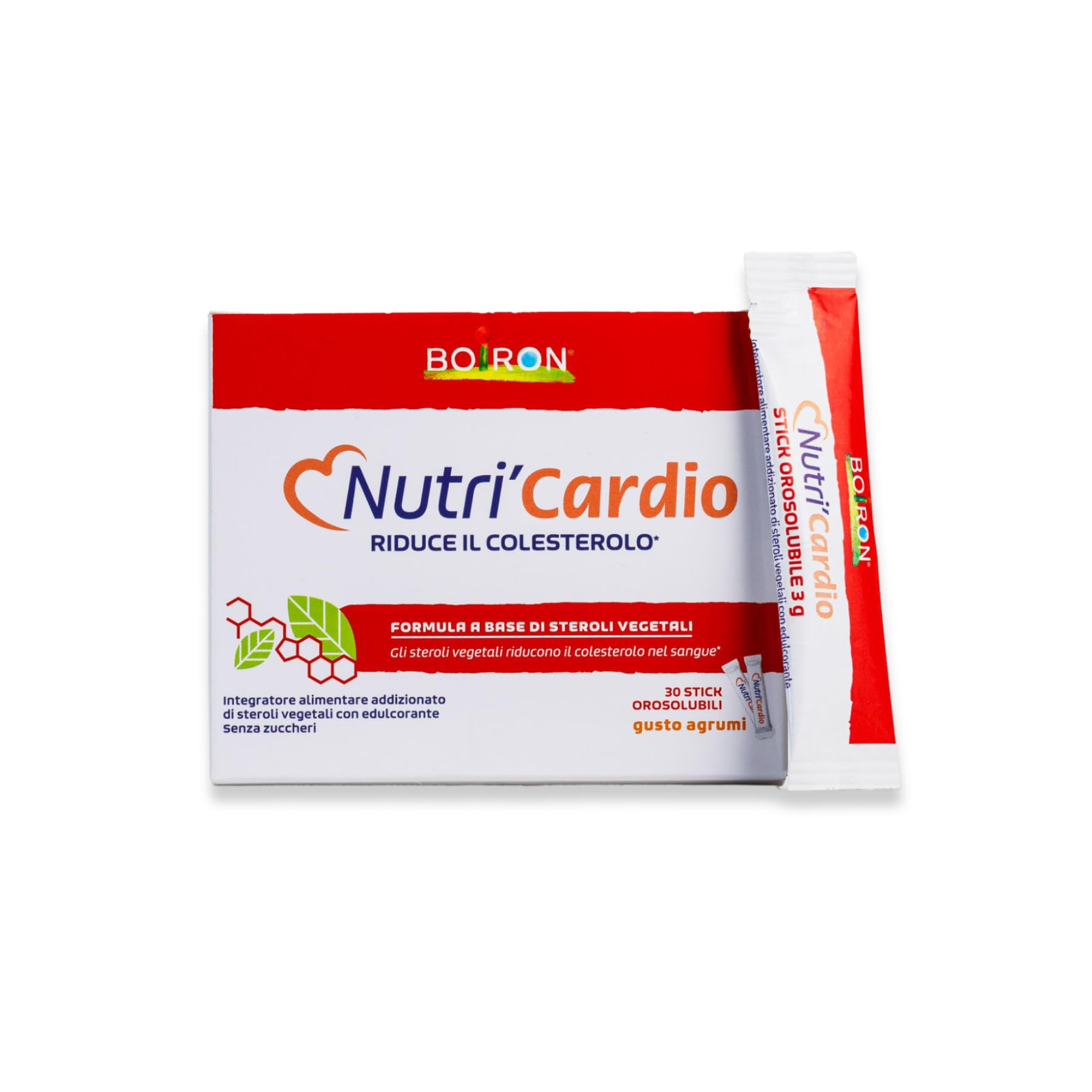Nutri'Cardio - Integratore Alimentare con Steroli Vegetali o Fitosteroli che Riducono il Colesterolo nel Sangue, Gusto Agrumi, Senza Zuccheri, Senza Lattosio, Senza Glutine - 30 Stick orosolubili