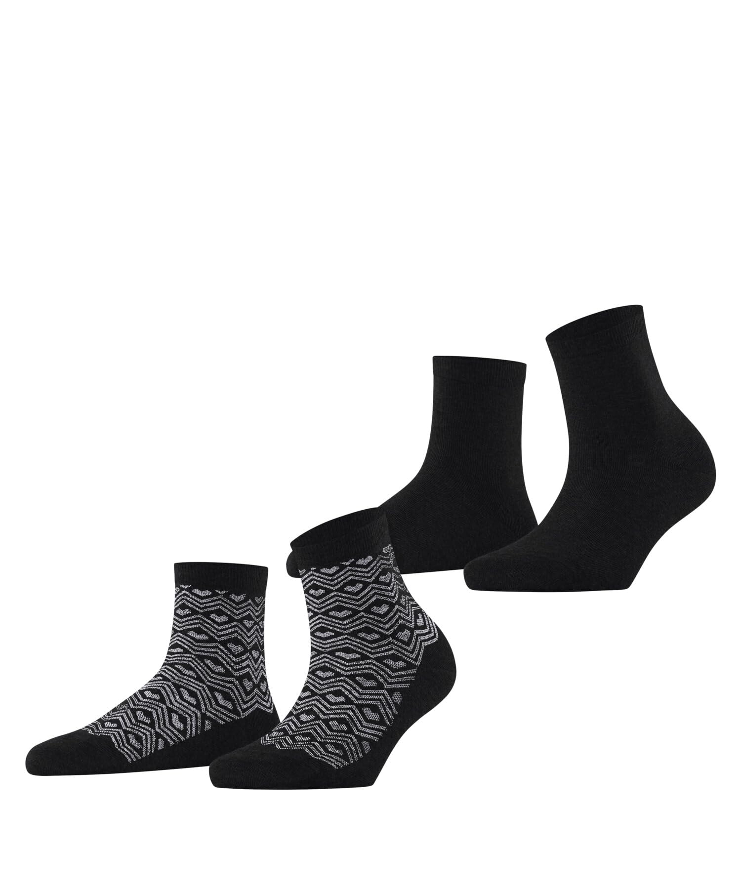 ESPRIT Women's Heart Pattern Multipack W Sso Cotton Patterned 2 Pairs Socks, Black 0050, 5.5-8