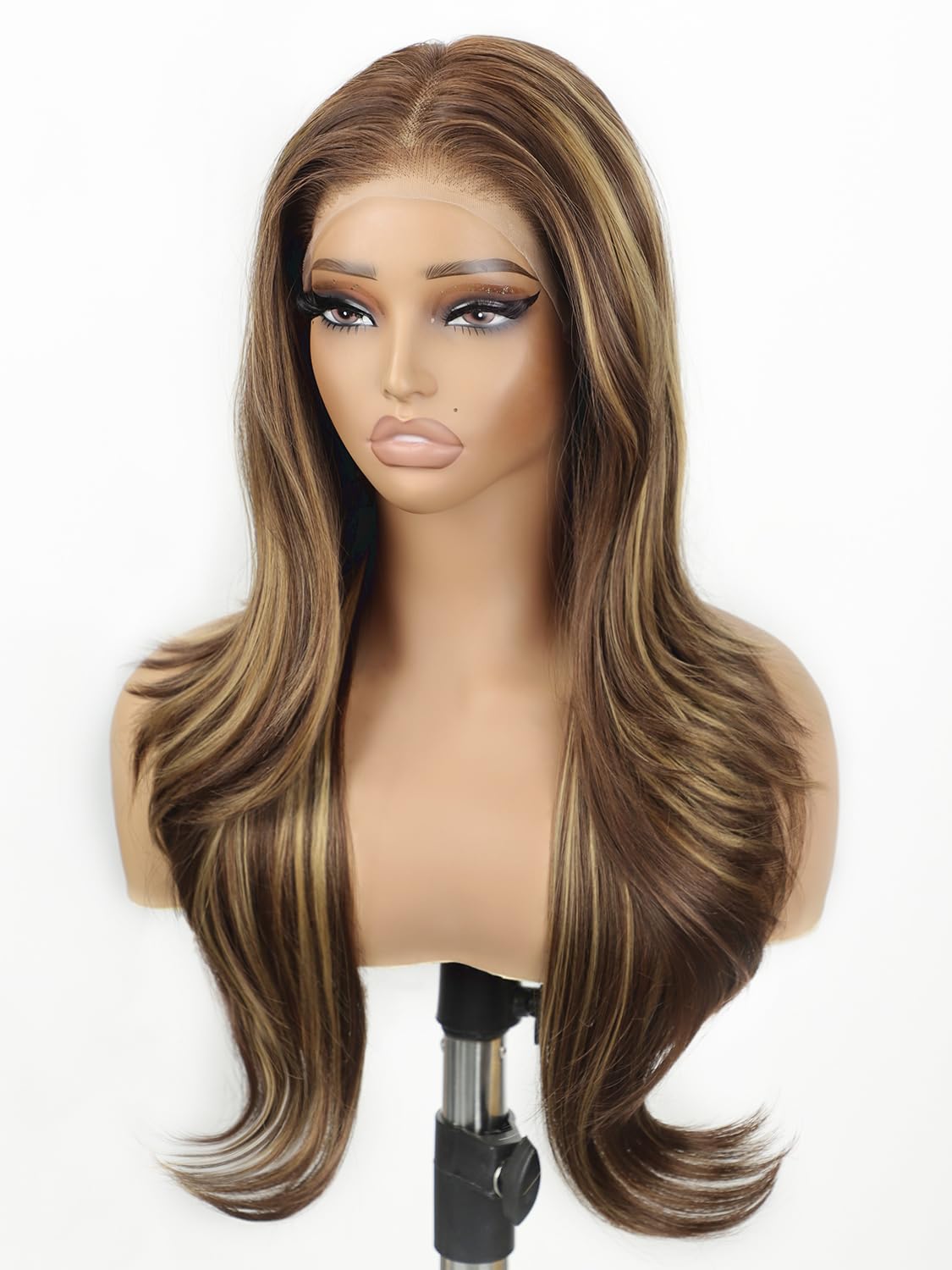 Amazon.com : cuiud Honey Brown Lace Front Highlight Wig 13x4  display picture 2