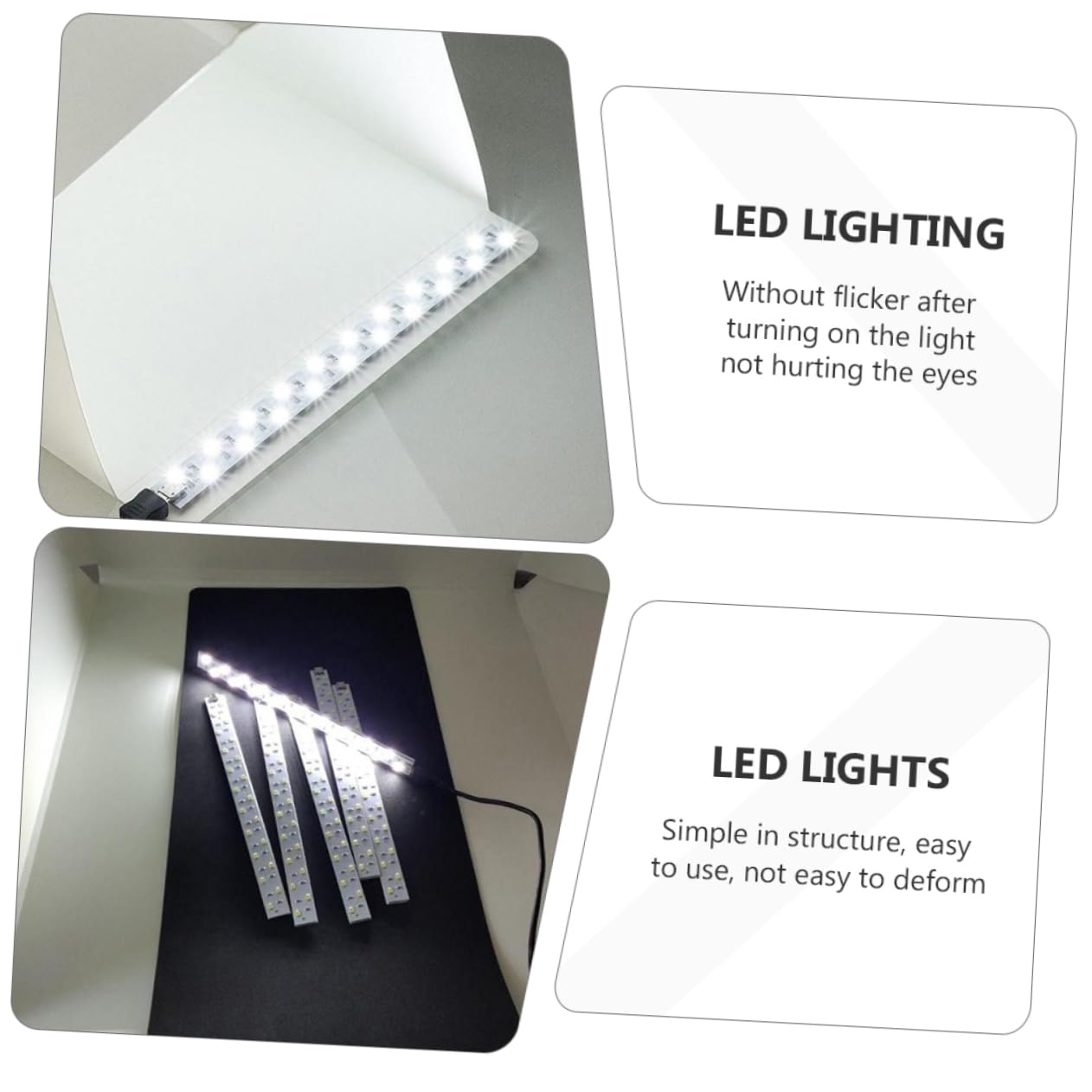 Lurrose 2 Pezzi Scatola Luce LED Portatile per Fotografia Striscia Luce per Studio Fotografico Accessorio Pratico per Oggetti e per Appassionati Fotografia