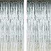 Twinkle Star Photo Booth Backdrop Metallic Tinsel Foil Fringe Curtains Environmental Background for Birthday Wedding Party Christmas Decorations (2 Pack, Silver)