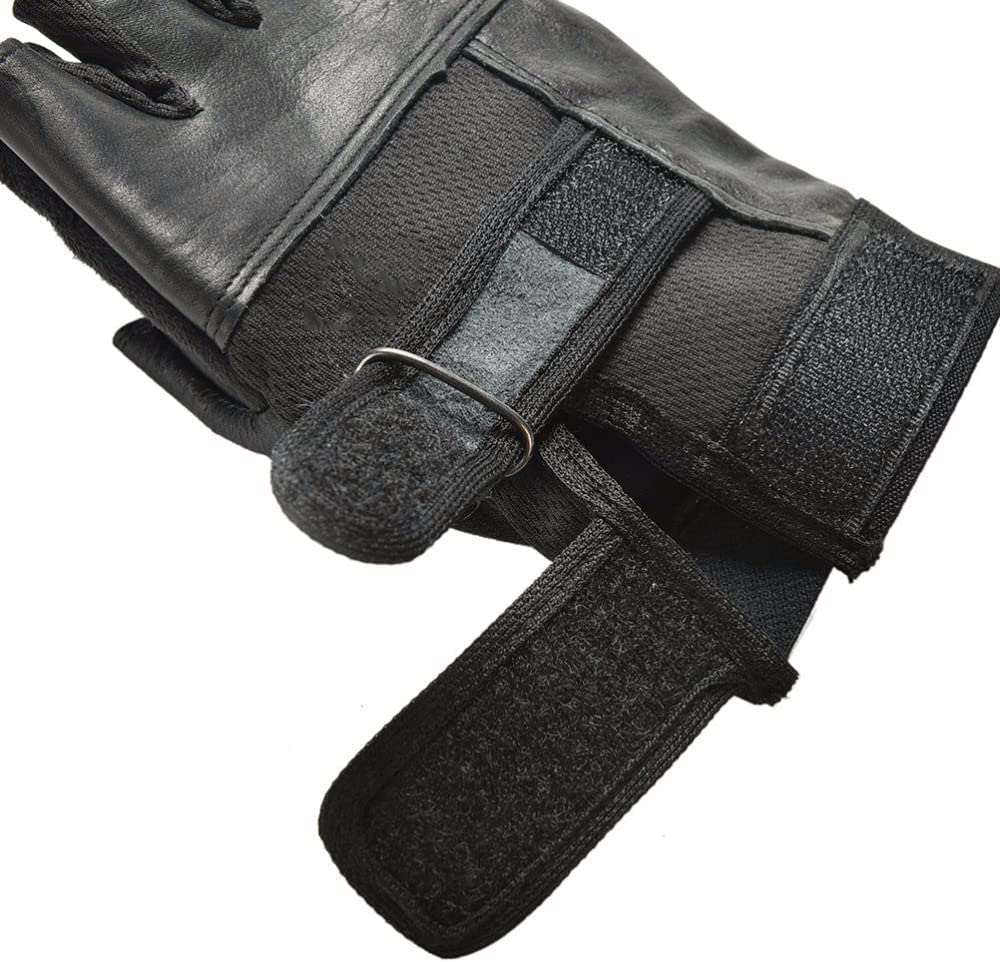 Guantes Negros de Cuero PU para Levantamiento de Pesas, Guantes de Gimnasio, muñequera para Entrenamiento, Deportes, Ejercicio, Entrenamiento, Fitness, 1 par de Guantes