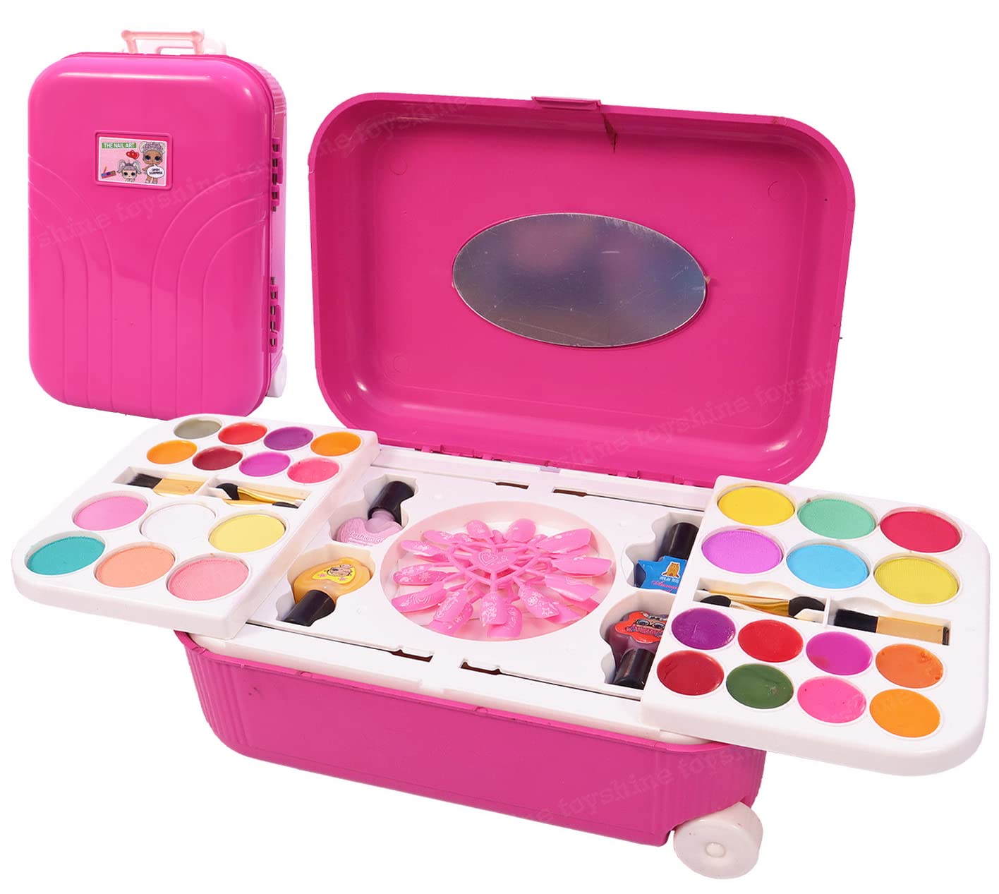 See full amazon price history chart for Toyshine 2 in 1 Cosmetic Makeup Palette and Nail Art Kit for Kids with Portable Trolly Bag | Pretend Play Toy for Girls -Plastic , Multicolor Toyshine 2 in 1 Cosmetic Makeup Palette and Nail Art Kit for Kids with Portable Trolly Bag | Pretend Play Toy for Girls -Plastic , Multicolor (B0C58G52HF) Amazon Price History, Amazon Price Tracker