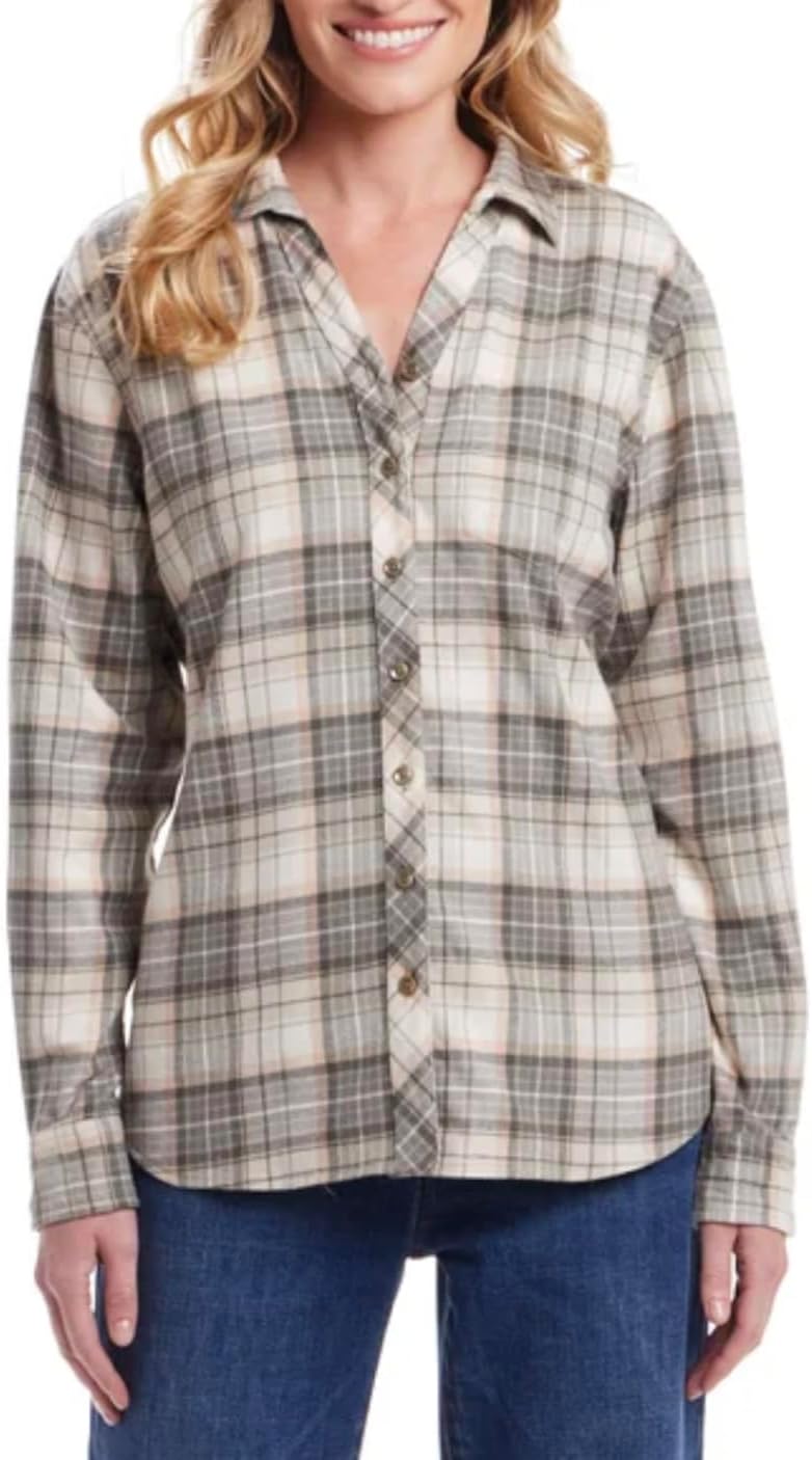 Weatherproof Vintage Women's Long Sleeve Button Down Flannel Shirt