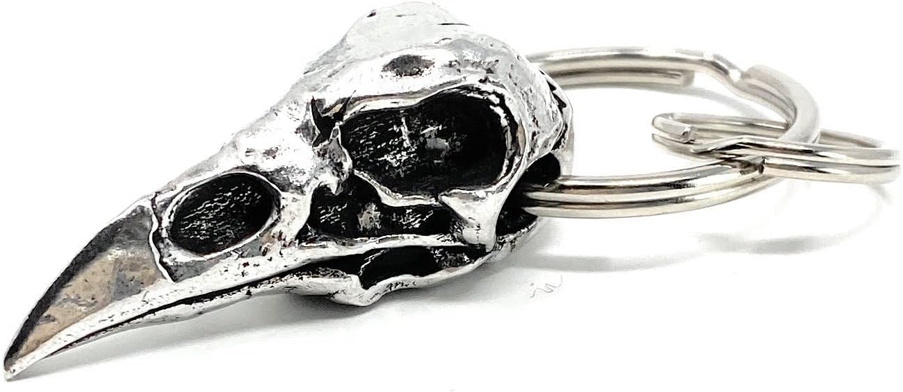 Bravo Bells Raven Skull Keychain - Pewter Keychain for Bikers - Made in The USA
