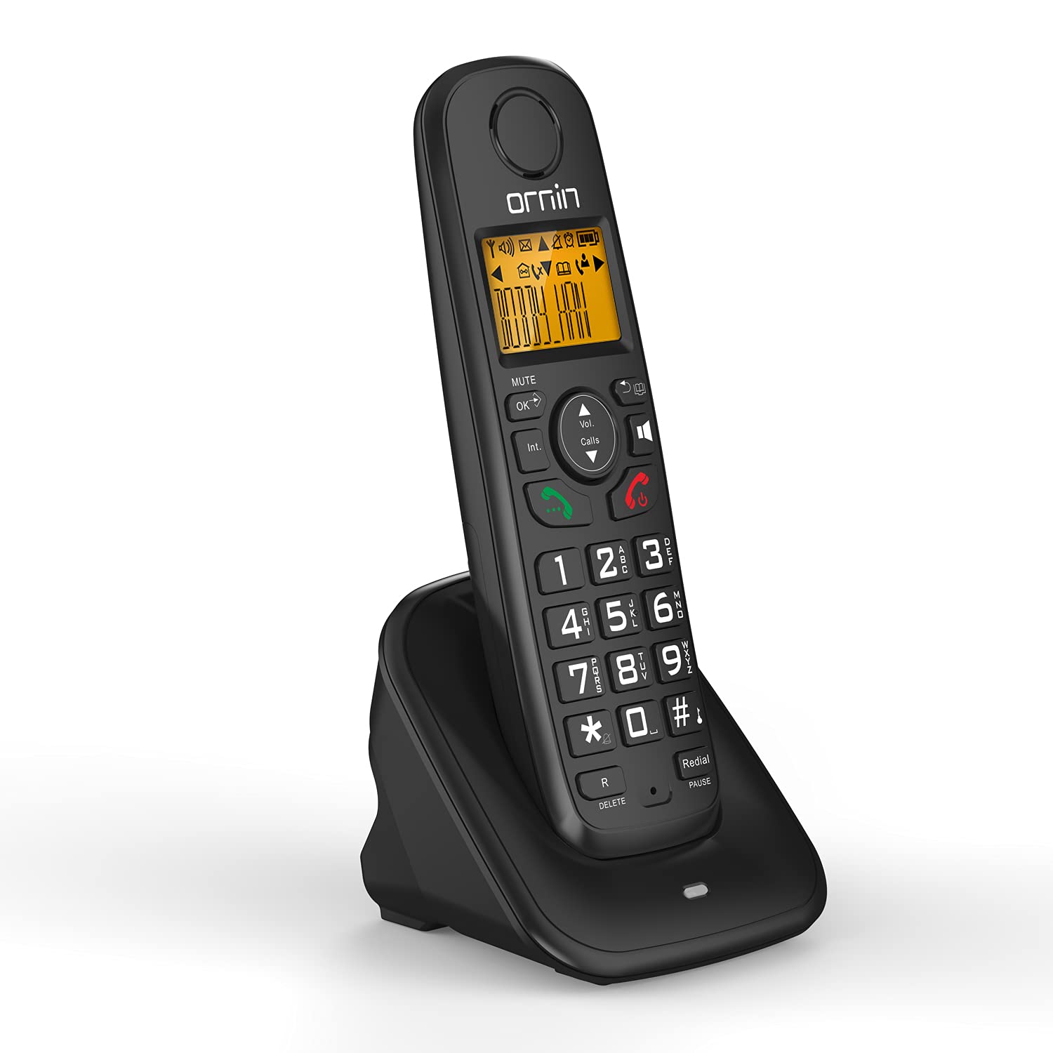 ORNIND1001 Cordless Home Phone, with Energy-Saving ECO DECT Technology, Hands-Free Speakerphone (Single Pack, Black)
