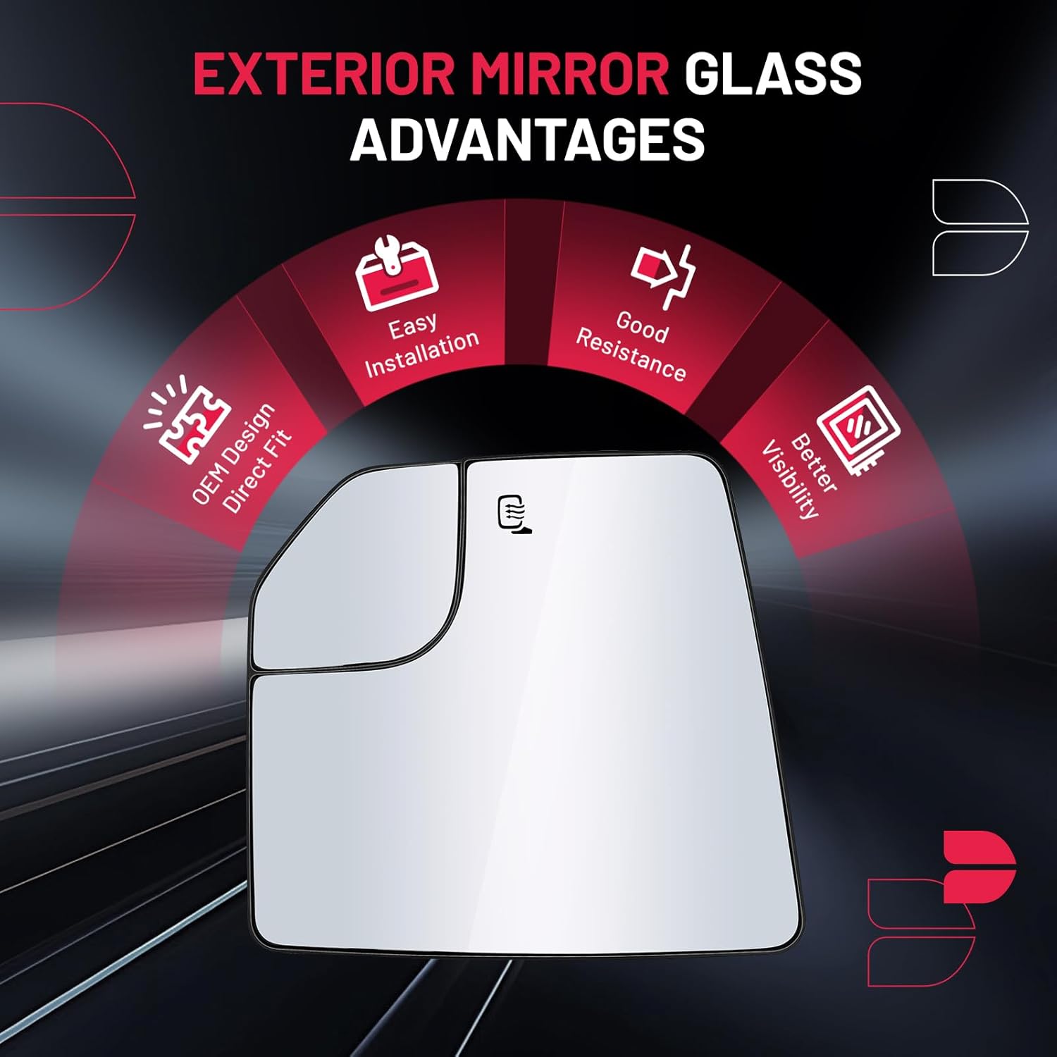 BDFHYK Mirror Glass Compatible with F150 2015-2020 Blind Spot Side View Exterior Mirror w backing plate, FL3Z17K707L, Heated (Left Side)