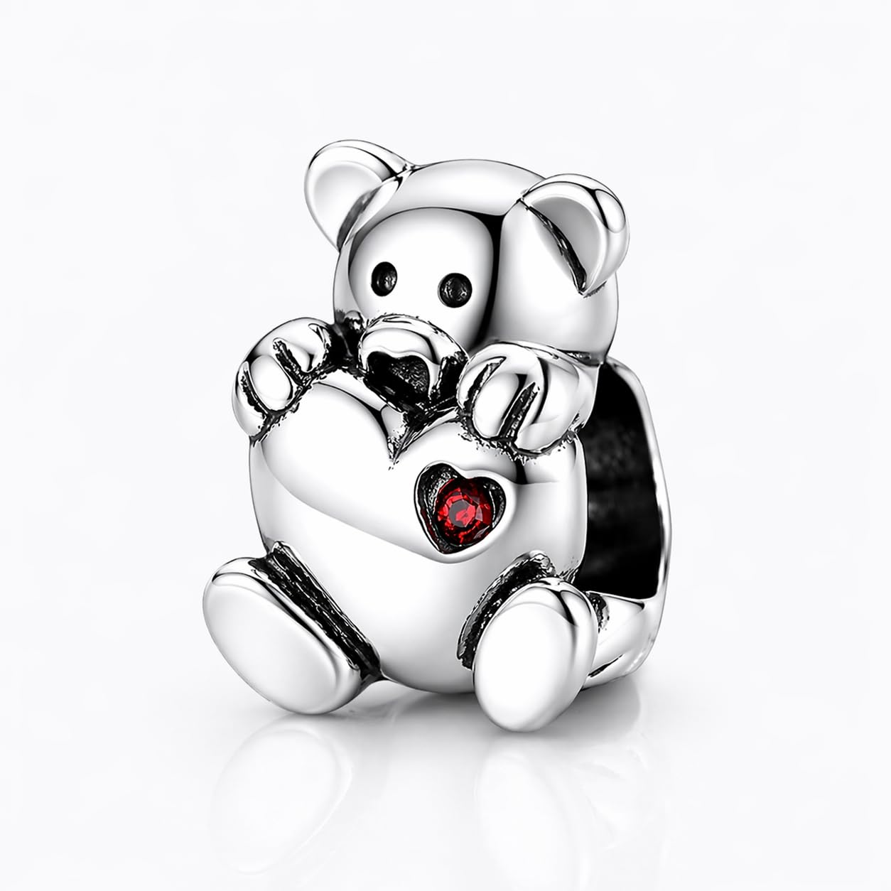 Jewellbox Braccialetto da bambina in argento Sterling con ciondolo a forma di orsetto con cuore.