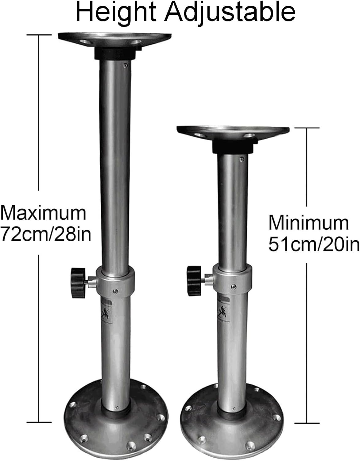 Boat Table Leg Set, Removable Rectangular Pontoon Table, Height Adjustable Base Pedestal 21-28", for Caravan RV Marine Boat(Black)