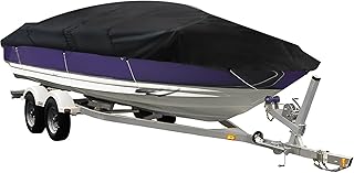 WFLNHB 210D Water Proof Heavy Duty Trailerable Boat Cover Replacement for Jon Boat-Black
